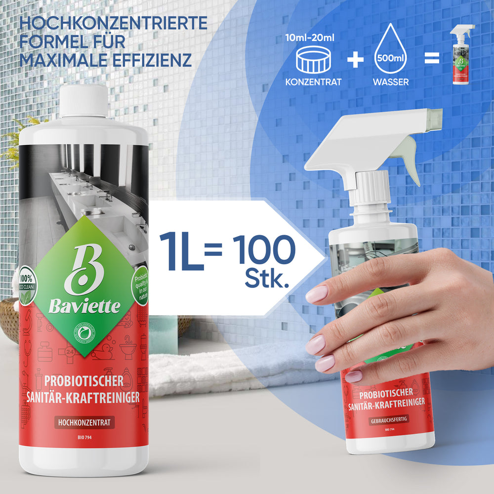 
                      
                        Nettoyant sanitaire puissant, hautement concentré
                      
                    